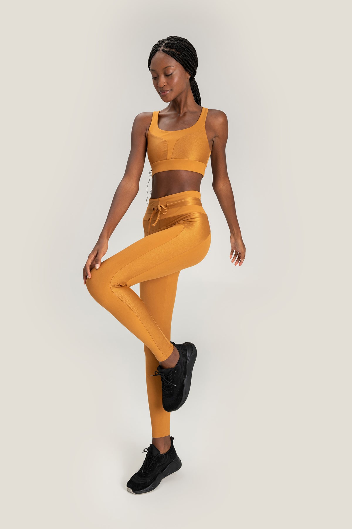 Block Effect Tie Leggings